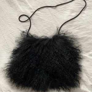 Black Mongolian lamb fur purse